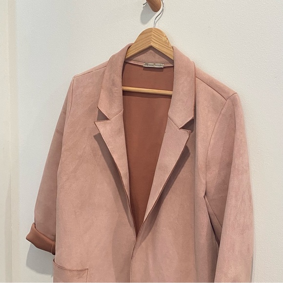 Zara Faux Suede Pink Blazer - Picture 4 of 7
